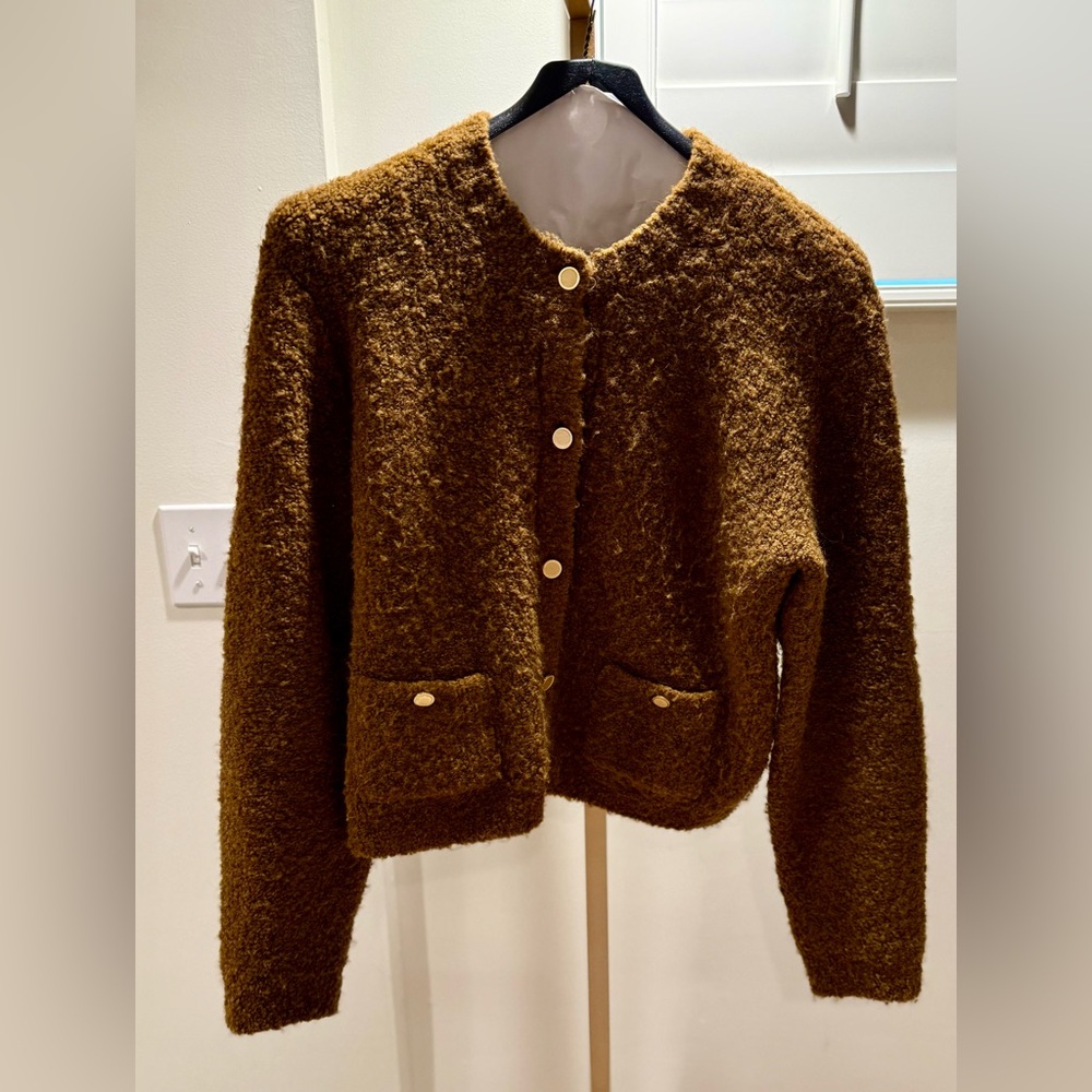 Frame Brown Patch Pocket Boucl Button-Front Women… - image 2